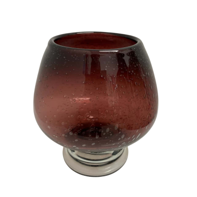 Vintage Amethyst Bubble Glass Vase / Candle Holder