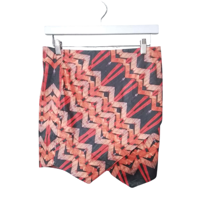 Bardōt Womens  Size 10  Burnt Orange Patterned Asymmetrical Hemline Skirt