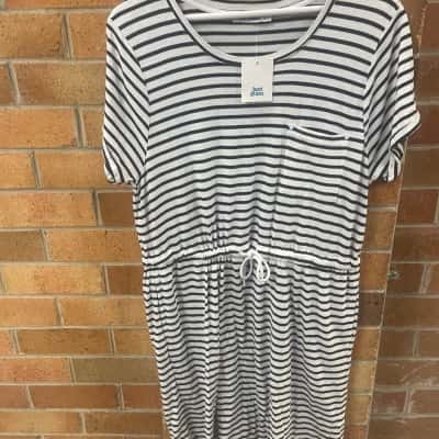 Just Jeans Womens  Size 14 Navy/ White Stripe Dress