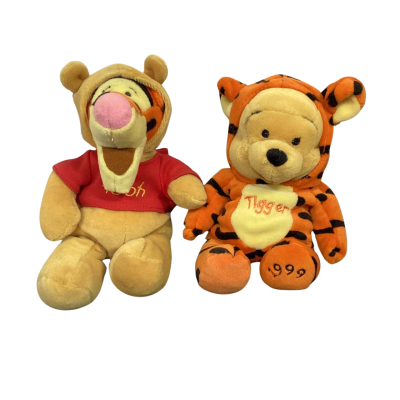 Vintage 1999 Disney Store Pooh & Tigger Costume Swap Beanbag Toys 