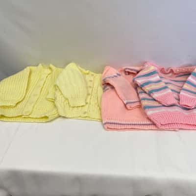 Hand Knitted Baby Jumpers & Cardigans Size 0-3m 4 Pieces
