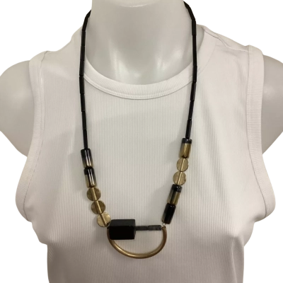 Blue Illusion - Multimedia Half Circle Necklace