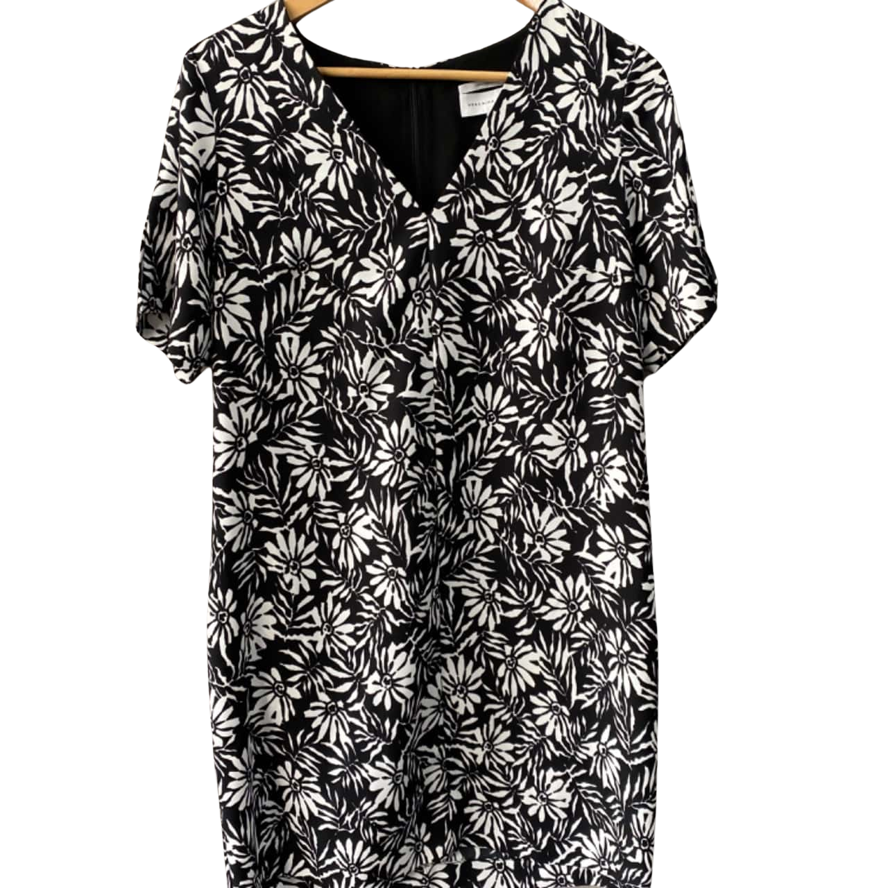 Veronika Maine Womens Size 12 Floral Mini Dress Black / Floral / White