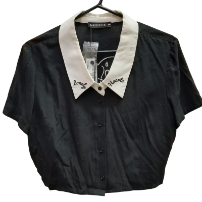 New With Tags DANGERFIELD 'Lonely Hearts Club' Short Sleeve Cropped Blouse in Size 14 (ORRP) $58