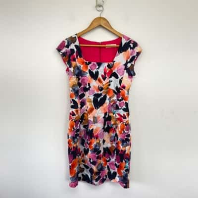 Alannah Hill Colourful Floral Office Mini Dress  Size 10 
