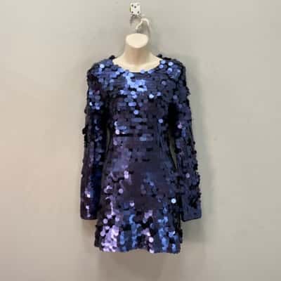 Zara Womens  Size S Mini Dress Blue Sequins 
