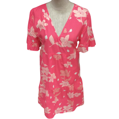 Adrift Womens  Size M Mini  Short Sleeve Dress  Floral / Pink  