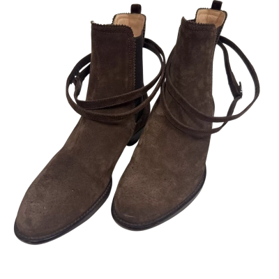 Unützer Womens Leather Handmade Ankle Boots Size 39.5 Chocolate Brown