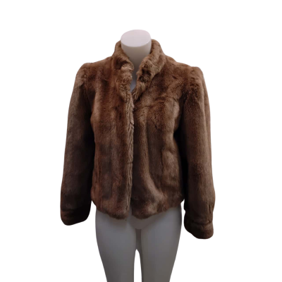 Witchery Womens  Size 10 Fur Coat Beige 