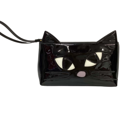 Lulu Guinness Kooky Cat Patent Clutch Black  