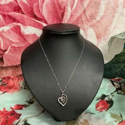  Womens Heart Necklace Silver 925