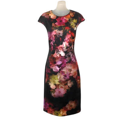 Ted Baker Womens  Size S (3) Midi Dress / Sleeveless Dress  Black  / Floral / Multicoloured 