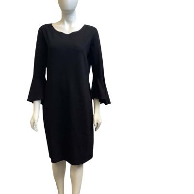 Brand New Mela Purdie Womens  Size 12 Tulip Sleeve Midi Dress Black