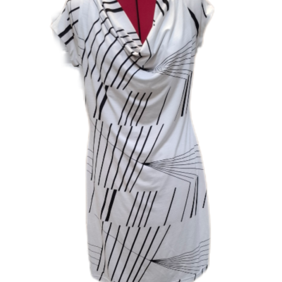  Womens  Very Very Size 14 Midi Dress Black  / Striped / White 