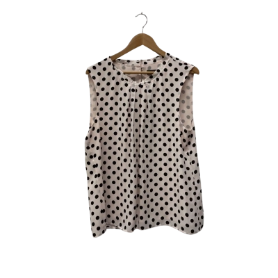 Jacqui-E Womens  Size 18 Sleeveless Top Black  / Pink  / Polka Dot 