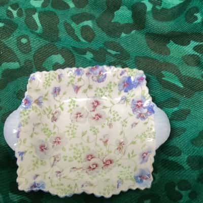 Vintage Shelley Blue Pansy Chintz Design Trinket Dish.