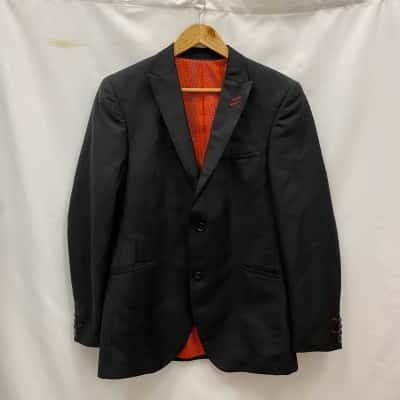 Shoreditch London Mens Wool Blend Fitted Blazer Size 40 Black  