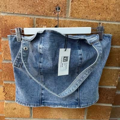 Glassons Womens  Size 8 Riley vintage wash Denim Halter Neck Top 