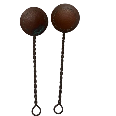 Vintage hand-beaten copper serving/cooking spoons made by Weeda Tasmania