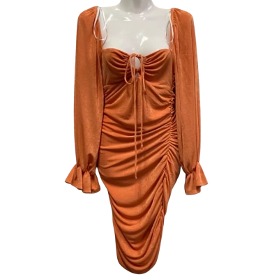 BNWT Alive Girl Size 10 Orange Scrunched-Skirt Mini-Dress