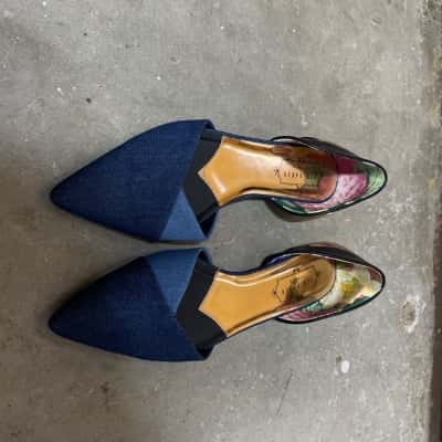 Ted Baker Womens  Size 7 Flats Blue / Rose Gold 