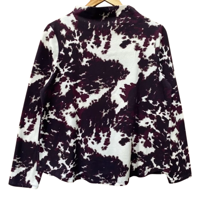 The Ark Cream/Maroon Patterned High Neck Top Size M 