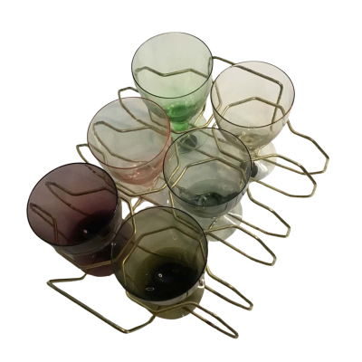 Vintage Coloured Glasses on Metal Stand