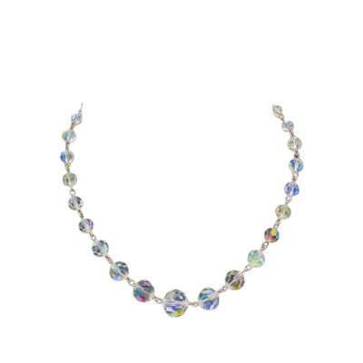 Womens Necklace Silver with crystal beads