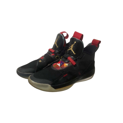 Men’s Jordan / Nike  Size 33 Trainers Black  / Gold / Red 