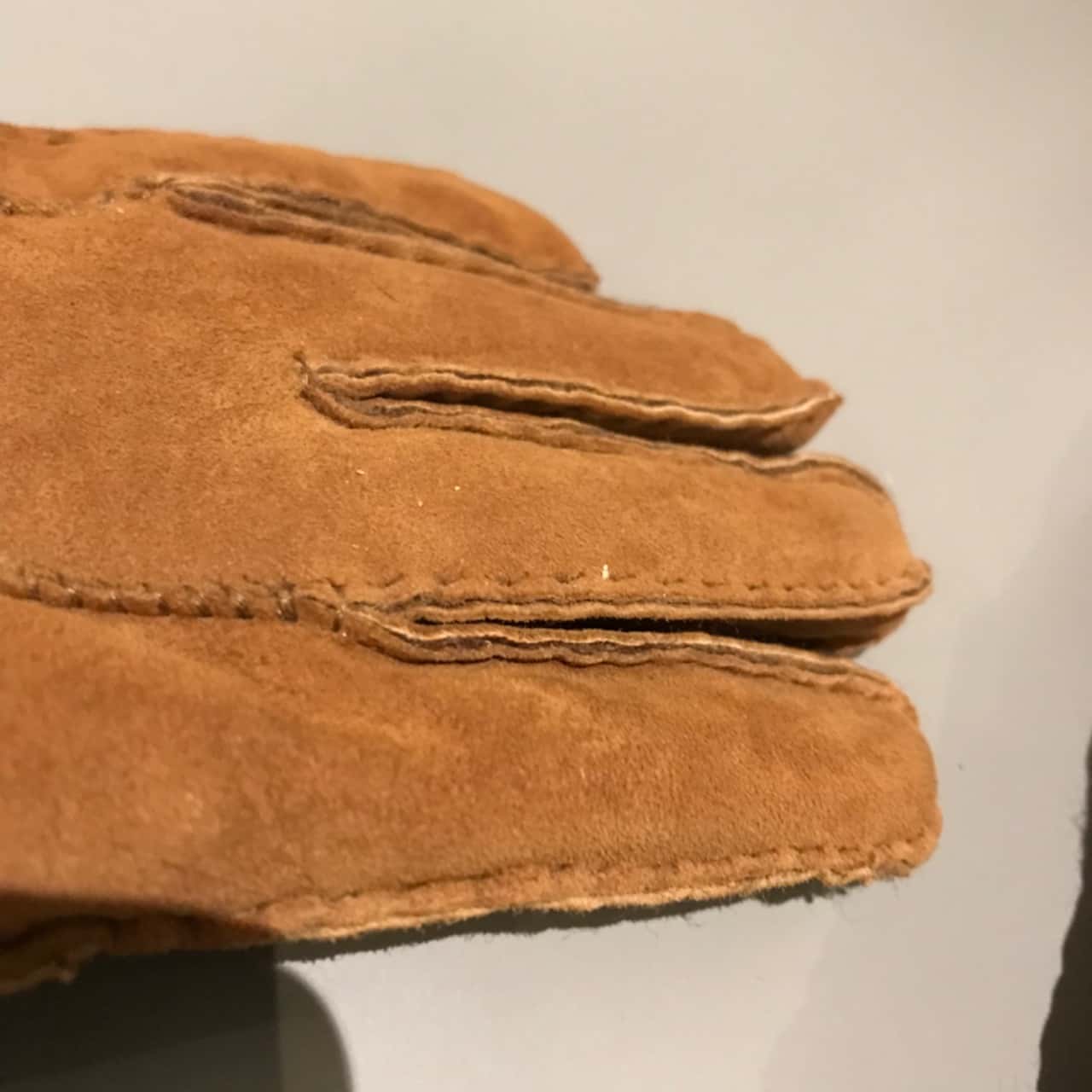 Womens Vintage Sheepskin Gloves Size L Brown