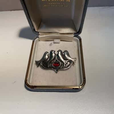 Rare Find Stamped 925 4 Bird Brooch 