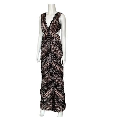 Bariano Formal Cut Away Long Dress Black/ Nude 