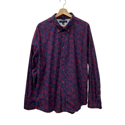 Tommy Hilfiger Mens  Size XL Long Sleeve Shirt Navy Blue / Red 