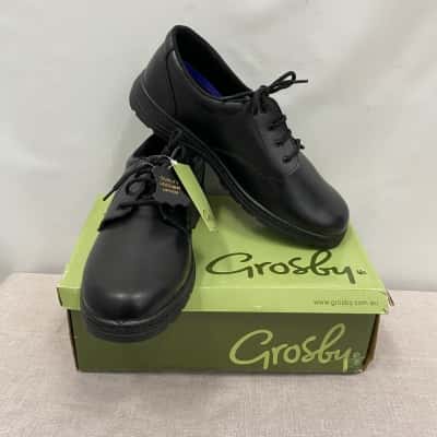 Grosby Mens Leather Shoes Size 11 Black BNWT