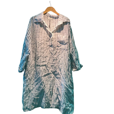  Frédéric Womens  Size XL Long Sleeve Dress Blue / Striped / White 