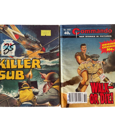 Commando #2523 & Killer Sub #1890 Vintage Comic Books