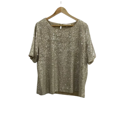 David Lawrence Womens  Size XL Mallory Sequin Top Champagne 