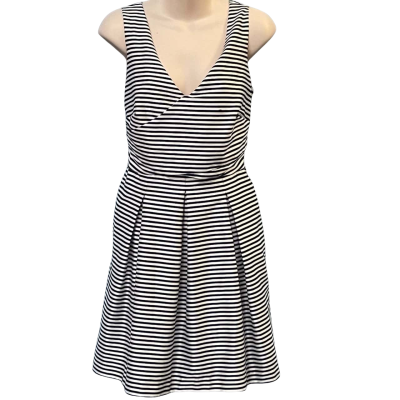Portmans Womens Size 12 Sleeveless Dress Black/Striped/White
