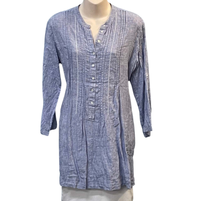 Trenery Womens Size M 3/4 Sleeve Top Blue/White