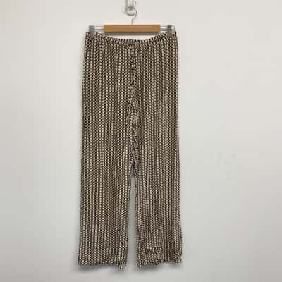Dissh Beige Black Pattern Loose Fit Pants  Size 10 