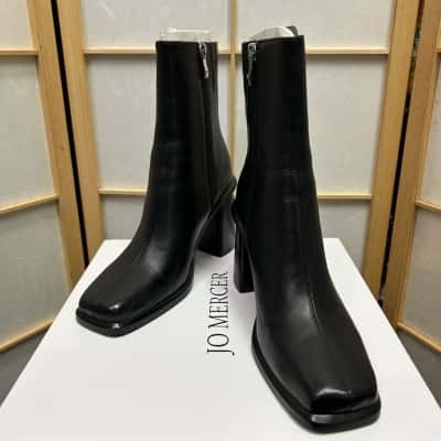New With Tags JO MERCER Women's Size 38 King High Ankle Leather Boots Black