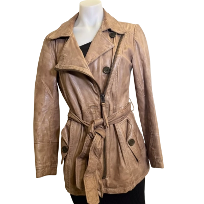   Women’s Throttleman  Size S Leather Jacket Brown 
