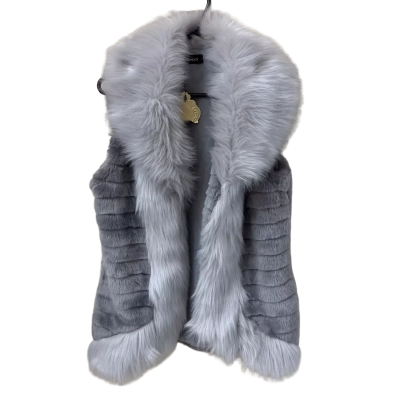 Vest Womens  Size M Grey Faux Fur 