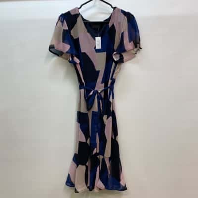 JACQUI-E Womens Size 14 Short Sleeve Dress Multicoloured 