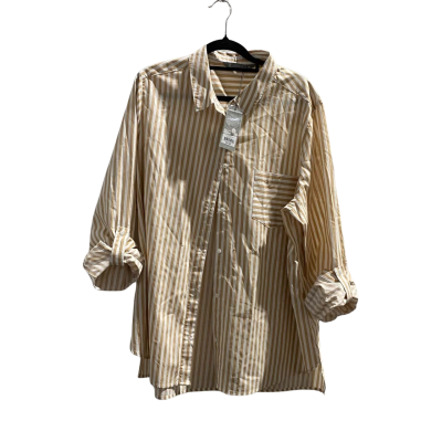 Katies Womens  Size 16 Button Up Top Beige / White 