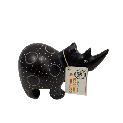 Hand Carved African Kisii Soapstone Rhino Figurine 