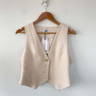 Dazie Natural White Marg Woven Stripe Vest  Size 12 