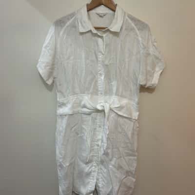 Elka Collective linen shirt dress Size 12 Cream 