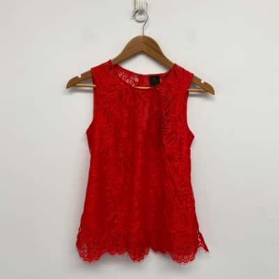 David Lawrence Orange Larissa Lace Tank Top Size 6 