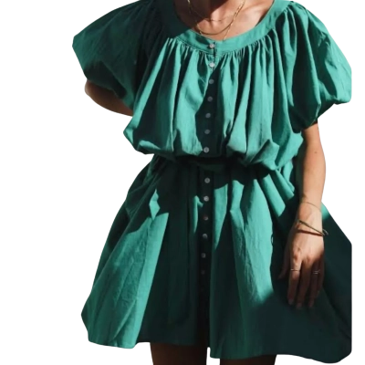 La Boheme Girls   Hollie Smock Mini Dress, in Pine   Size S-M